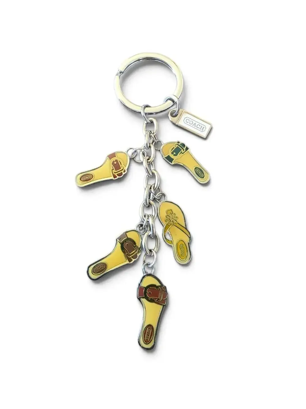 Vintage Coach Yellow Enamel Sandal Flip Flop Charm Keychain Bag Charm Y2K Rare